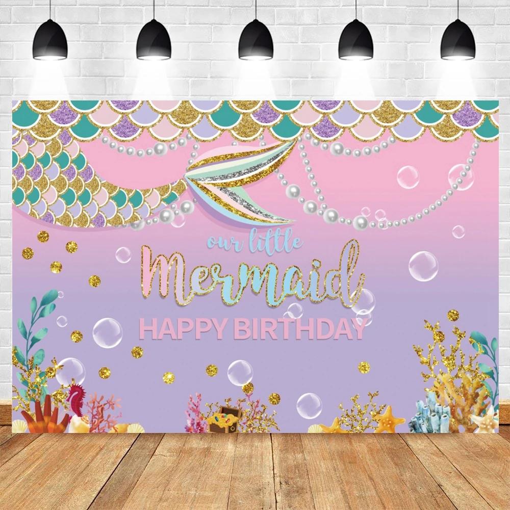 Mermaid Princess Girl Photography Background Birthday Party Decoration Background Photography Studio Photography Props