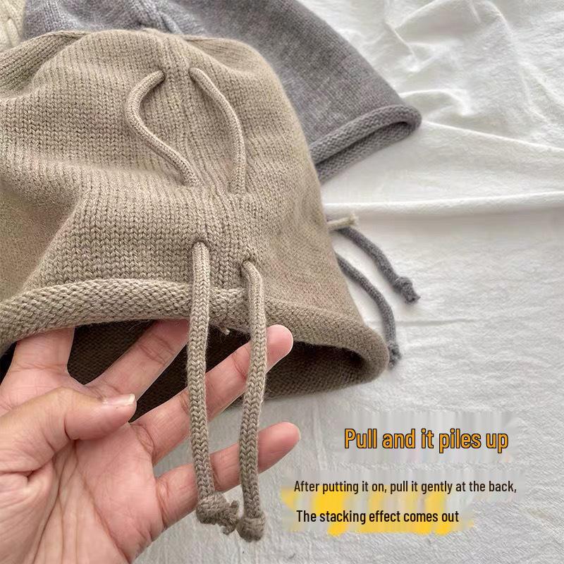 Women's Woolen Slouchy Hat for Autumn/Winter - Large Fit, Face-Flattering, Adjustable, Roll-Up Edge, Casual Knit Design