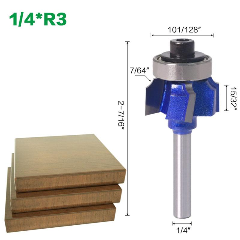 1/3PC 6mm 1/4inch Shank Woodworking Milling Cutter R1mm R2mm R3mm Trimming Knife Edge Trimmer 4 Teeth Wood Router Bit