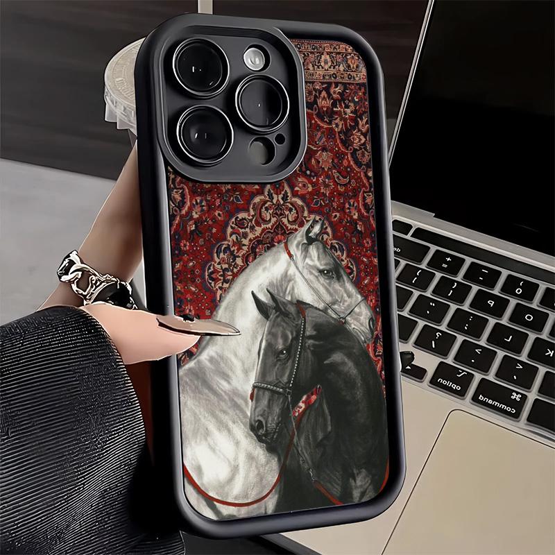 Phone Case for iPhone 17 Air 16E 15 16 Pro Max Horse Art Aesthetics Cover 14 Plus 13 12 Mini Soft Shell Silicone Fundas