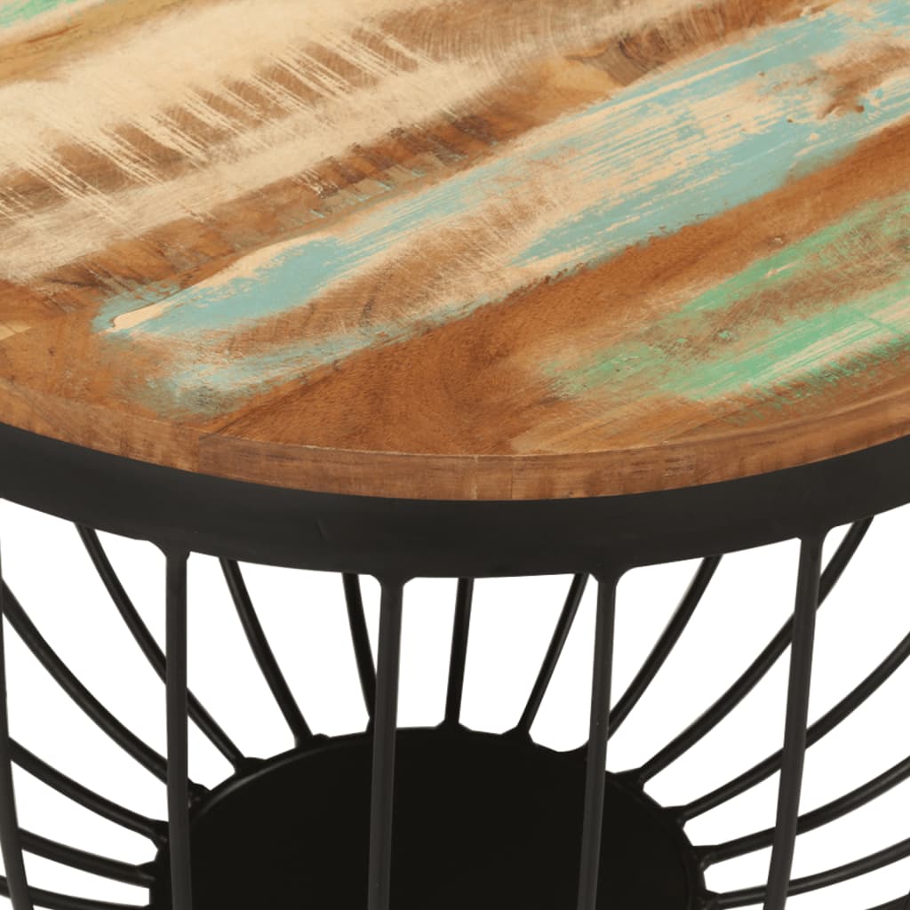 Coffee Table Ø50x35 Cm Solid Reclaimed Wood and Steel