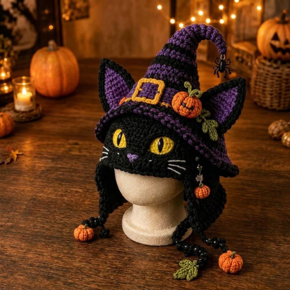 Warm Halloween Crochet Hood Kit for Adults Handmade Halloween Animal Hat Halloween Party