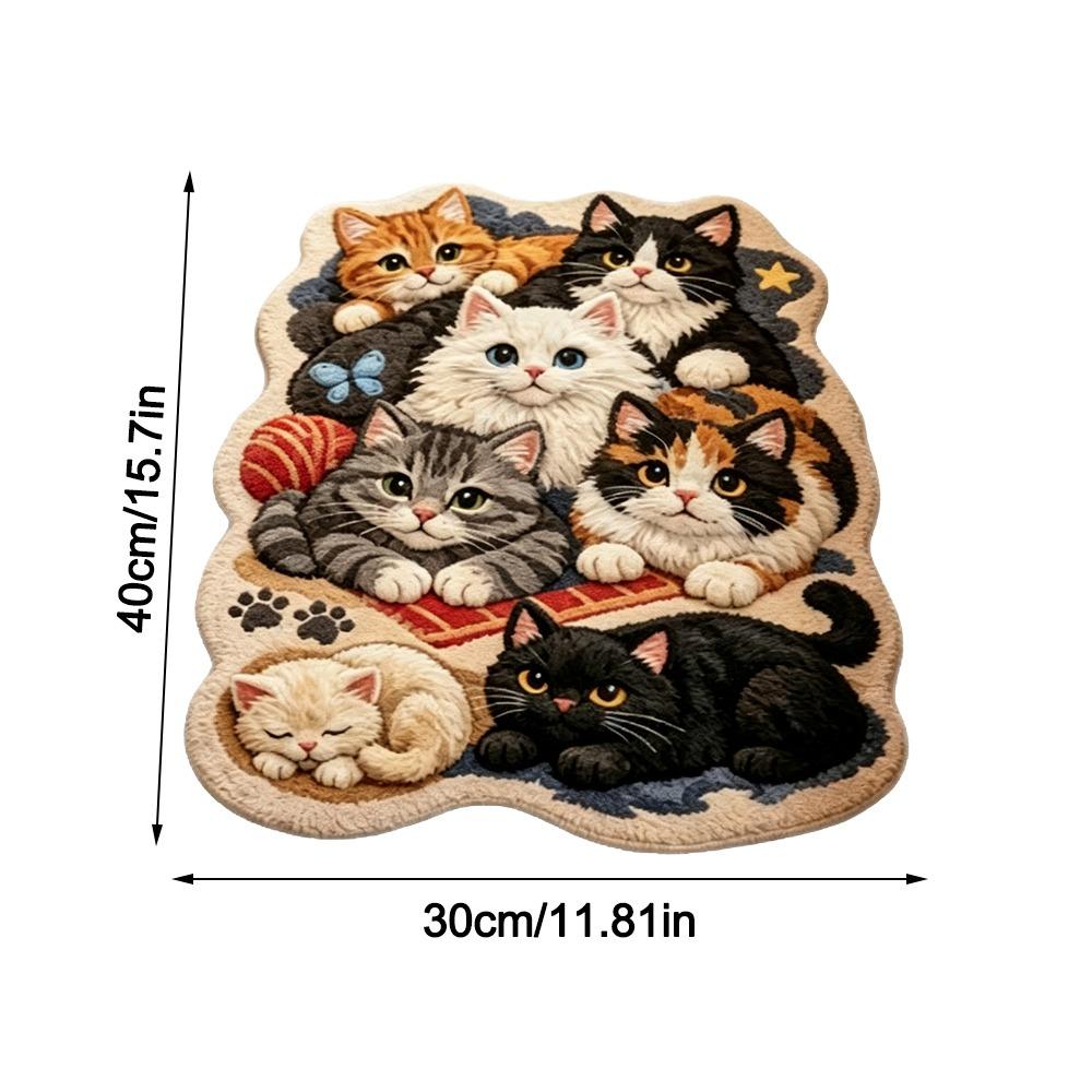 Washable Cat Print Rug Plush Carpet New Bedside Rug  Home Decoration