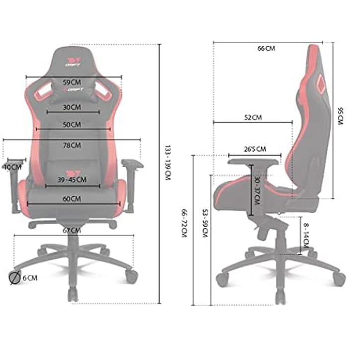 DRIFT GAMING Chair DR600 -DR600BGRAY - Chaise de Jeu Professionnelle, Similicuir, accoudoirs 4D, Piston de Classe 4, mécanisme