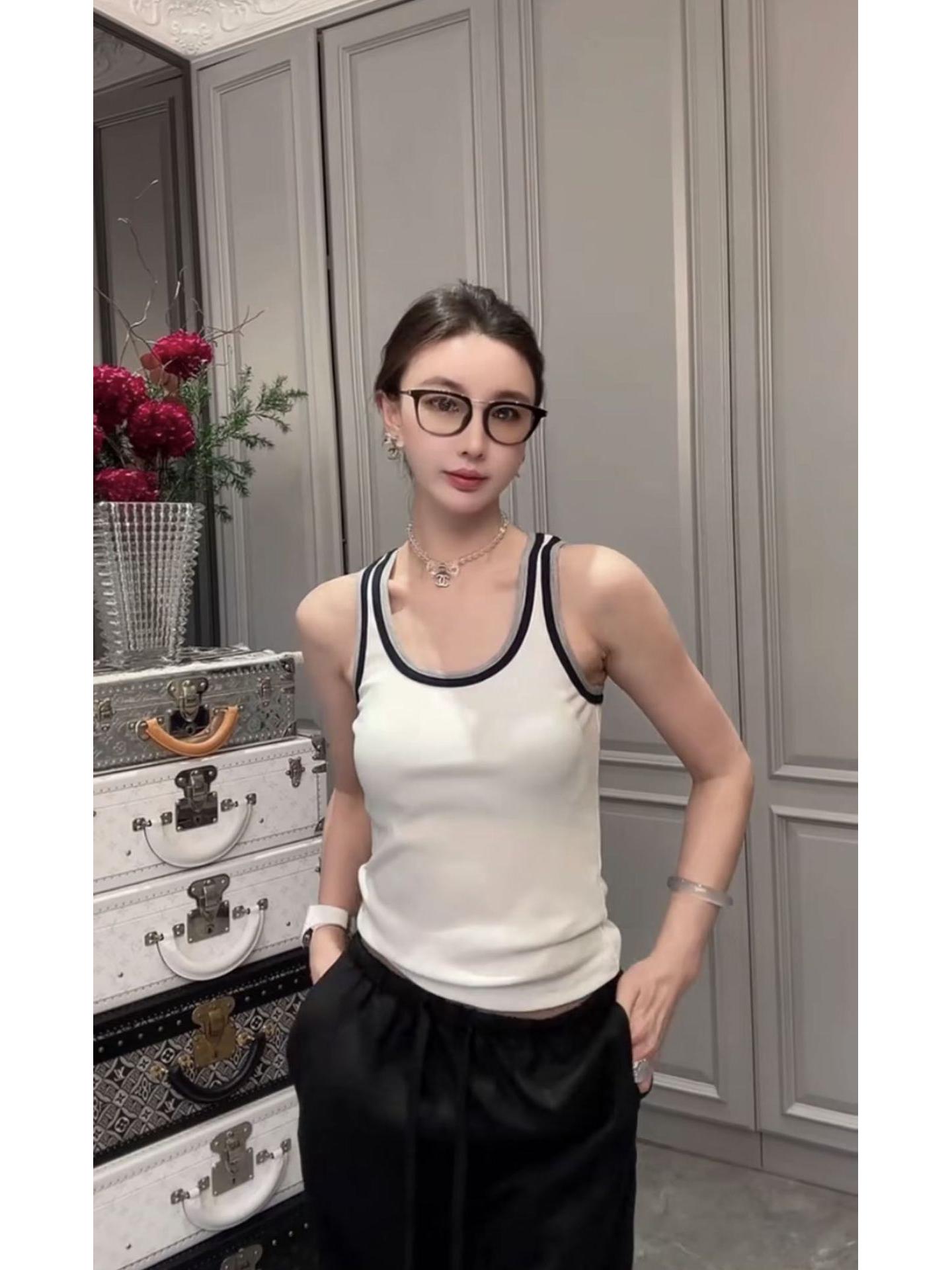 

Корейский топ-майка без рукавов в стиле колор-блок с нагрудными вкладышами - Женская универсальная верхняя одежда L for 85-120 lbs