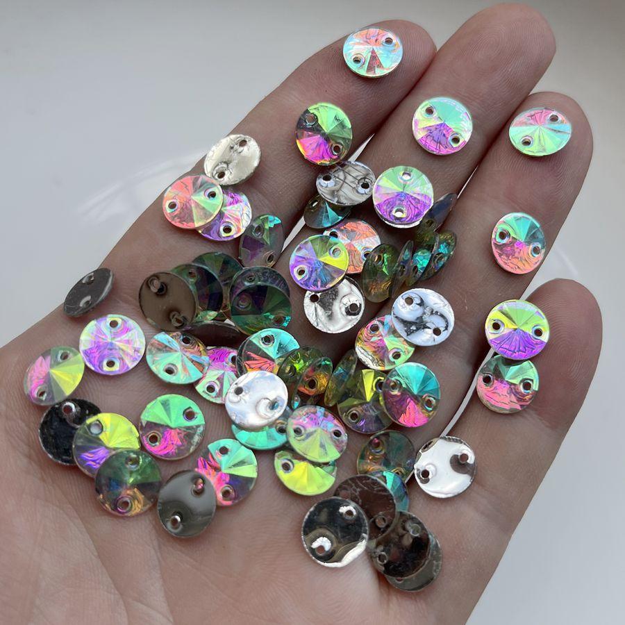 

100 блестящих круглых/маркизных страз из смолы с двумя отверстиями для пришивания, подходящих для украшения платья, изготовления DIY-украшений, скрапбукинга Circular 100pcs