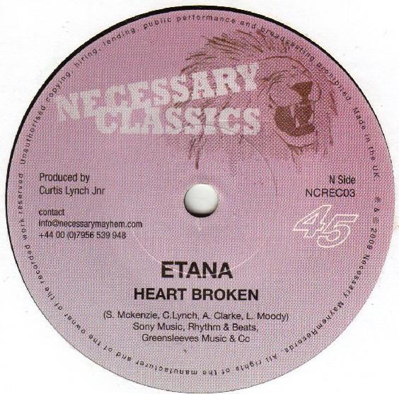 7inch Record ETANA / GREGORY ISAACS FT: BLACKOUT - Heart Broken / Innercity Lady NCREC003 Necessary Class 2009 UK Reggae, Ska & Dub Used