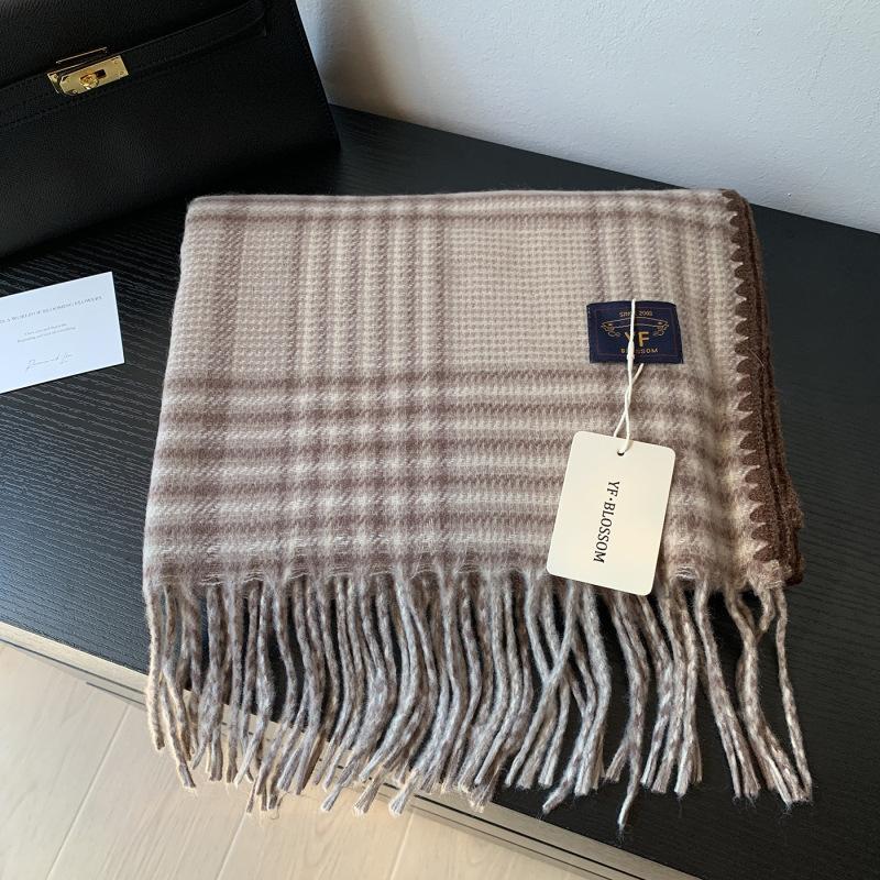 Korean high-end atmosphere retro British plaid with scarf shawl women's autumn and winter versatile warm scarf