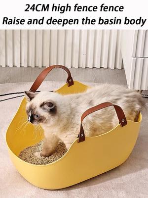 Large Cat Bedpans PE Portable Handles Cats Bedpans Semi-Closed Cat Litter Sandboxes Non-Splash Kitten Toilet Cats Litter Scoop