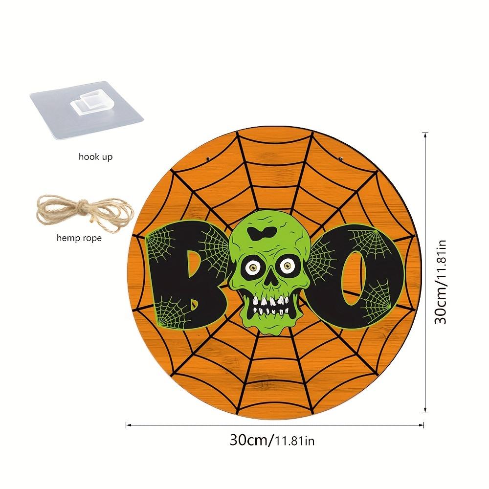 

1Pc Halloween Colorful Skull BOO Spider Web Wooden Hanging - Window Holiday Home Decor, Creative Gift, Party Decoration Supplies
