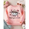 Kids Crewneck Sweatshirt, Cute Cartoon Teacup & Hearts Print with "Thank You So Much"