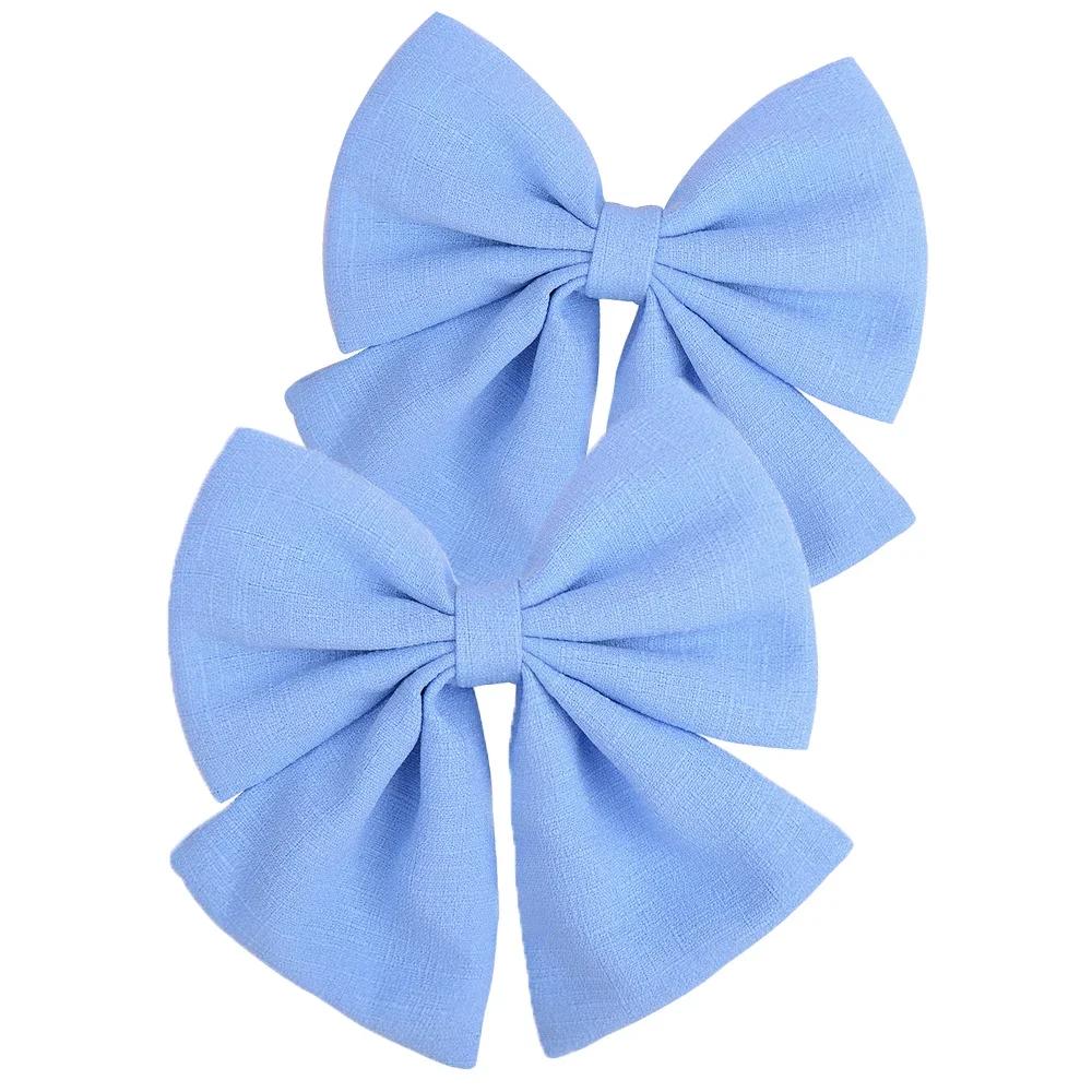 2 Pcs/lot Cute Solid Cotton Hair Bows With Clip For Girls Hair Clips Handmade Hairpins Barrettes Headwear Kids Hair Accessories