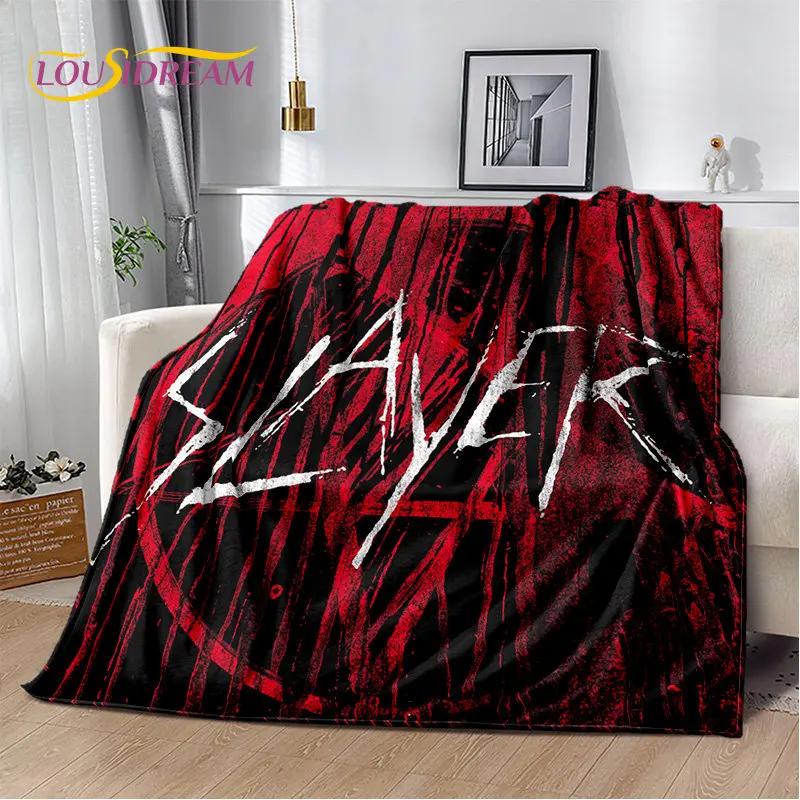 Slayer Heavy Metal Band Weiche Plüschdecke, Flanelldecke, Überwurfdecke für Wohnzimmer, Schlafzimmer, Bett, Sofa, Picknick-Abdeckung, warme Kinder