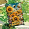 2D Flat, 2D Printing,1pc Spring or Summer Sunflower Bee Welcome Garden Flag_3 (3)- Garden Decoration Double S, Home Decoration, Yard Decoration, Outdo