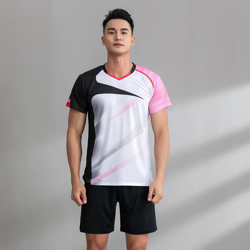 New Badminton Jersey Suit Women's Training Sports Printing Short-sleeved Jersey Competition Special Air Volleyball Clothing Men