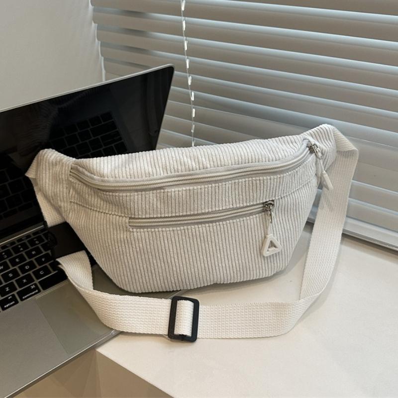 Riñonera Ligera de Pana Bolso Cruzado Moda Estilo Retro Casual Bolso de Pecho Cintura Estilo Fresco Versión Coreana Bolsos de Mano