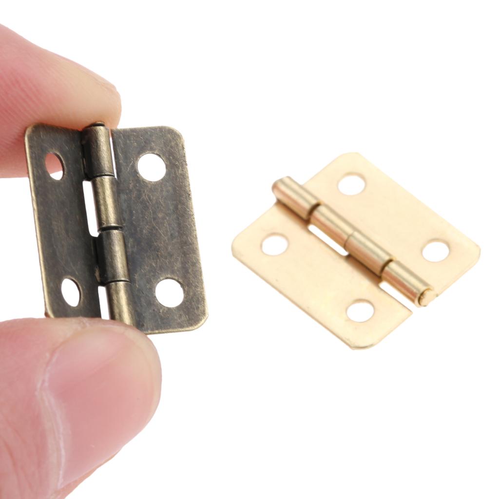 10sets Hinges W/screw Fillet Silver/Antique bronze/Gold 4 Holes 18*16mm Decor Cabinet Wooden Box Jewelry Wine Gift Case Vintage