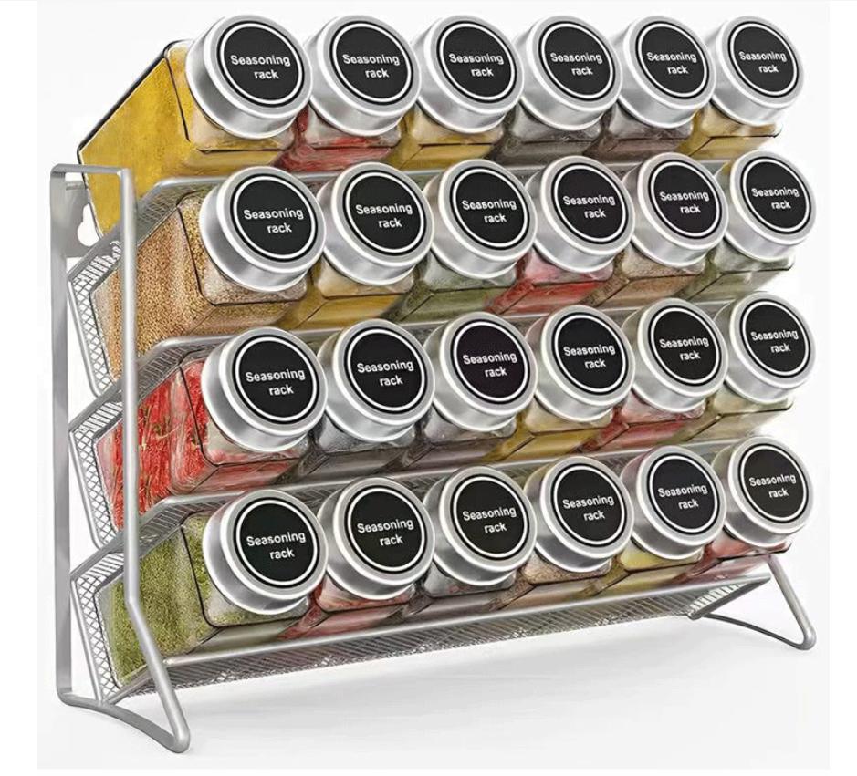 

Kitchen Spice Rack 4 Tier Spice Organizer Carbon Steel Wall Shelf without Spice Jars for Cabinet Kitchen Pantry Organizer Shelf срібний