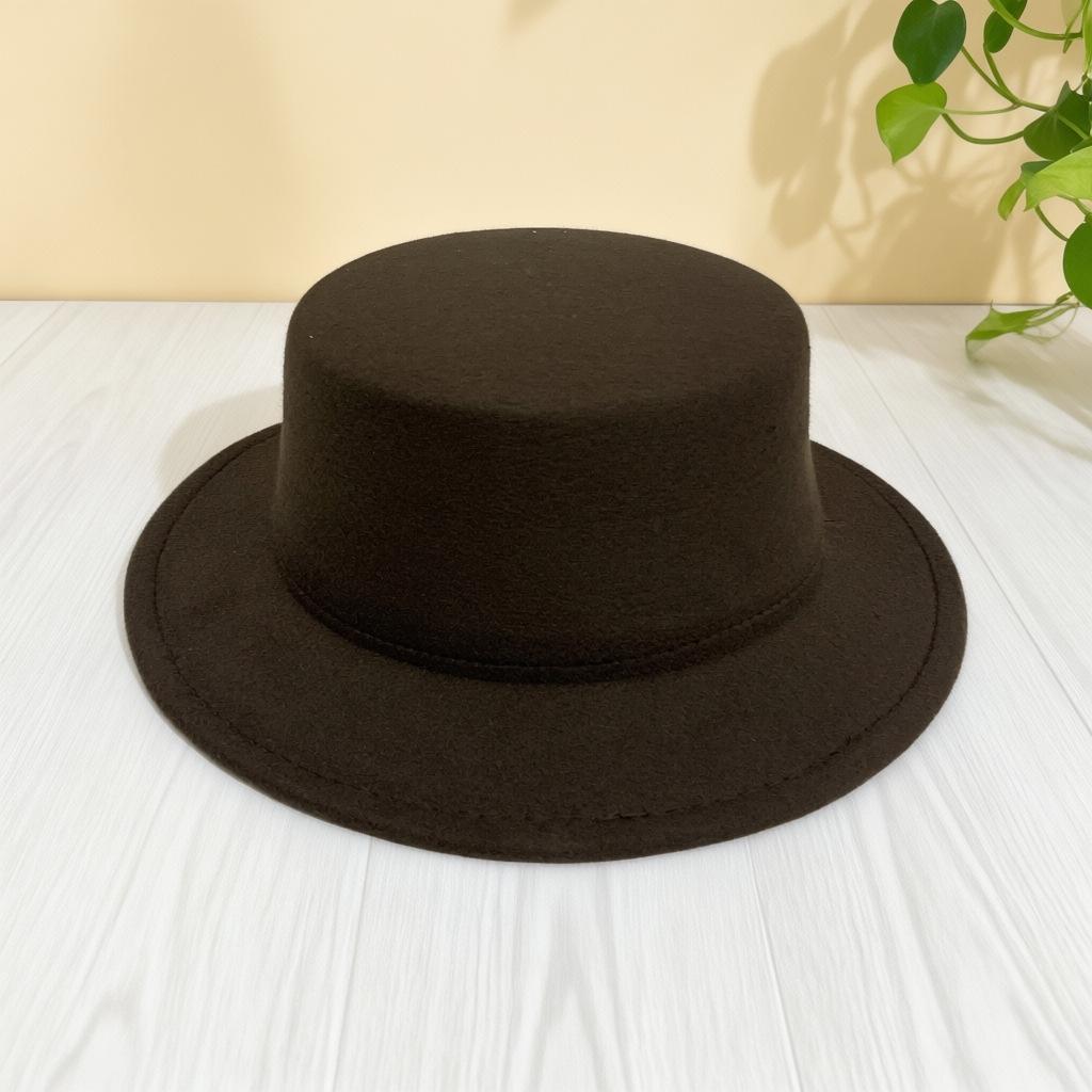 Vintage British Flat-brimmed Hat Flat-topped Top Hat Couple Gentleman and Gentleman Jazz Autumn and Winter