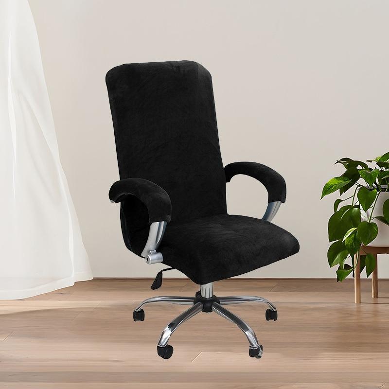 Solid Color Spandex Armchair Slipcover Removable L/XL Size Velvet Plush Stretch Computer Office Chair Cover with Armrest Cover