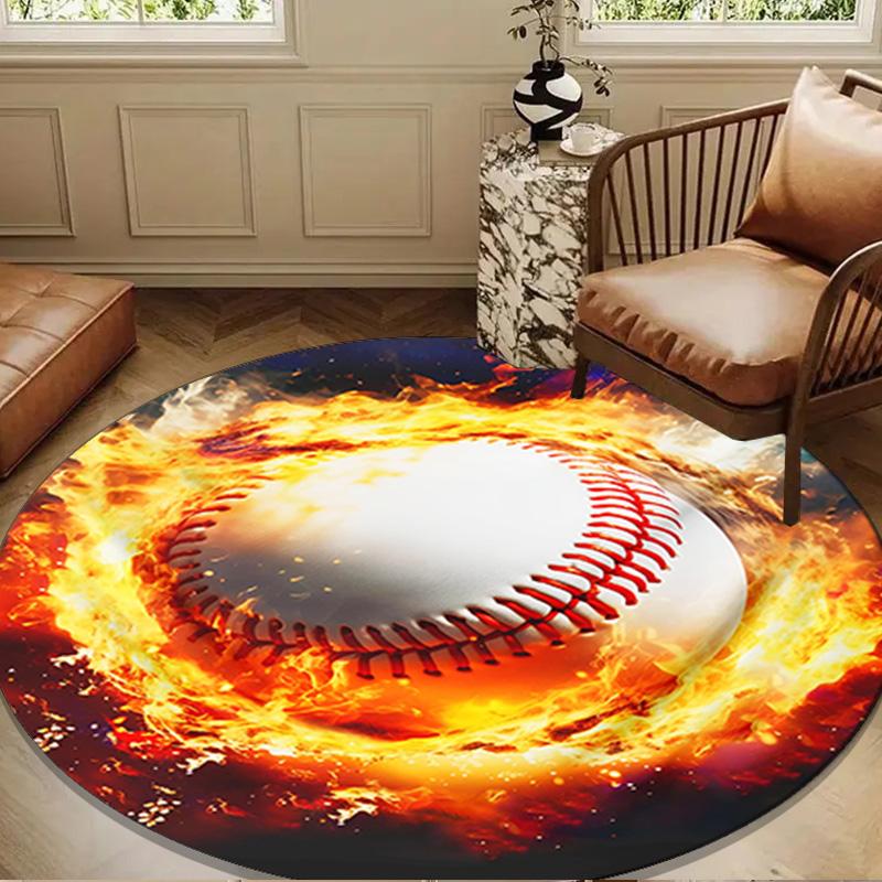 Soccer Ball Bursting Through Round Rug for Livingroom,Bedroom, Palyroom, Chair Rug, Area rug, Circle Carpet, Large Size Fan Christmas gift
