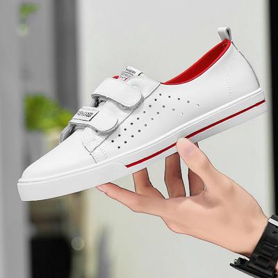 Neueste Herrenschuhe Klettverschluss Echtleder Freizeitschuhe Herren Atmungsaktiv Übergröße 36-47 Sportmode Weiße Sneaker