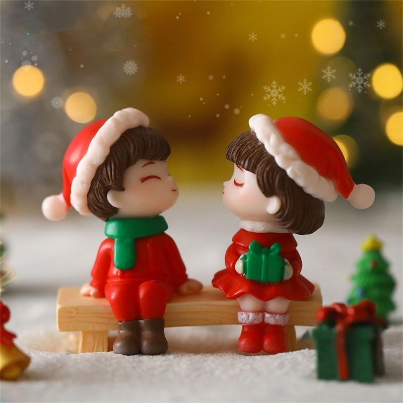Christmas Couple Statues Perfect Holiday Gift and Decorative Figurines for Home Office Car Party Supplies