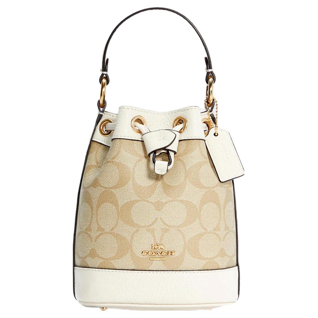 Coach Dempsey 15 Classic Monogram Coated Canvas And Leather Bucket Bag Women Handbags Light-Khaki C5121-IMDQC