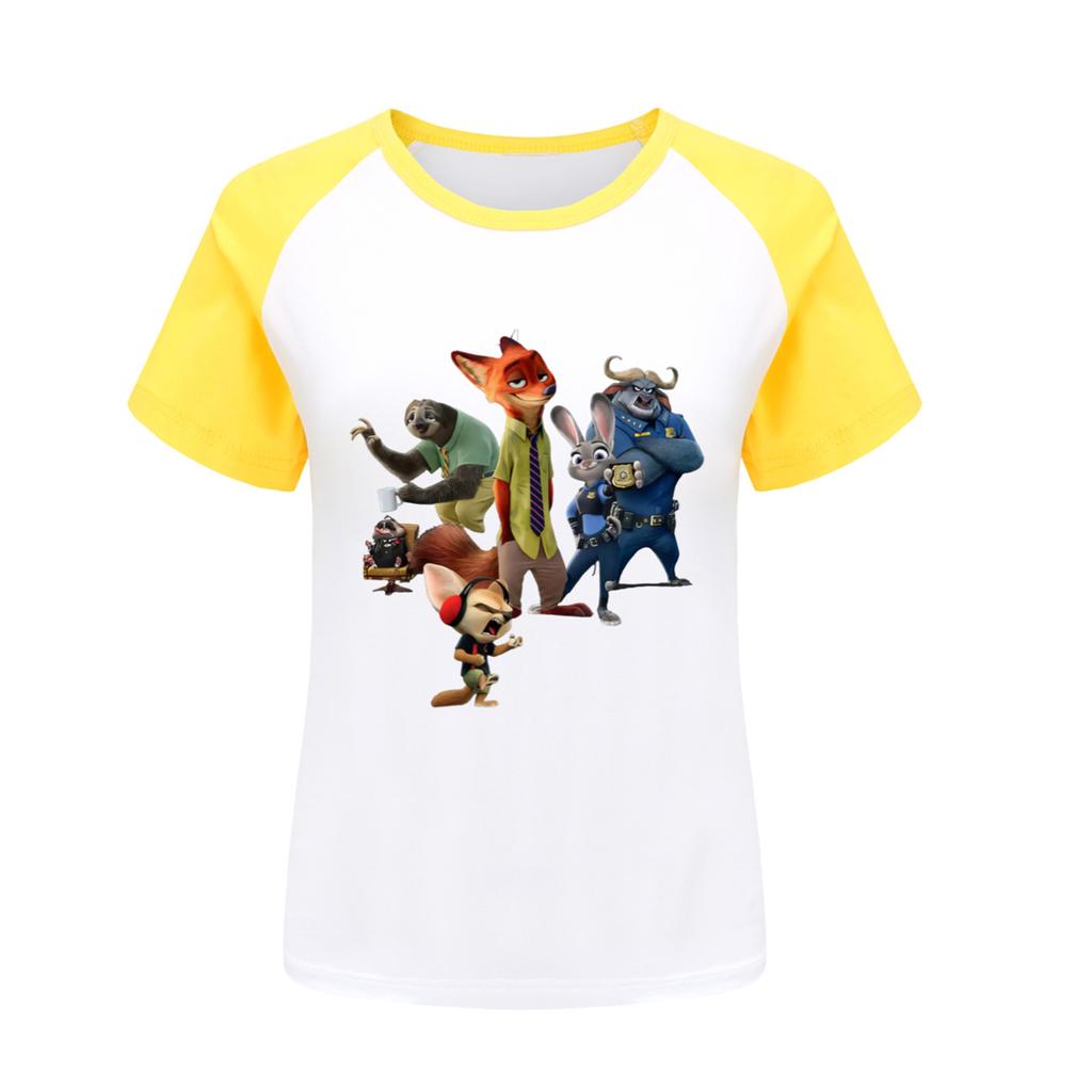 Fashionable Round Neck Short Sleeve Work Clothes Printed Tops For KID Summer Tops