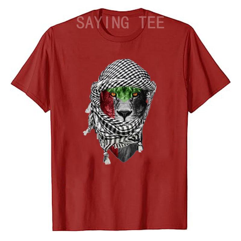 Palestinské lví tričko Humor Vtipné Potisk vlajky Palestiny Grafické tričko Topy Halenky s krátkým rukávem Novinka Dárek Oblečení pro milovníky míru