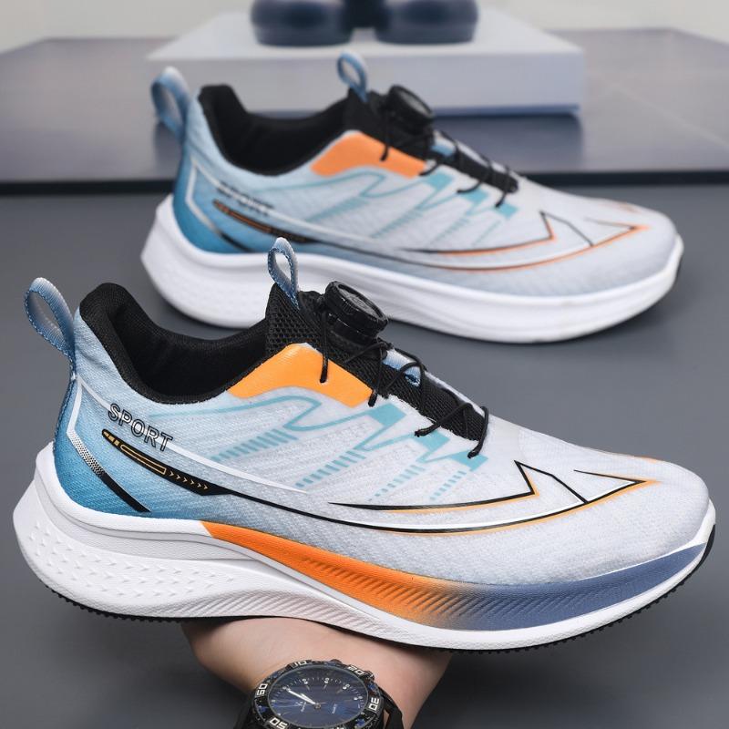 Men's shoes ice silk mesh breathable running shoes summer non-slip shock absorption ultra-light rotating button trendy jogging sneakers