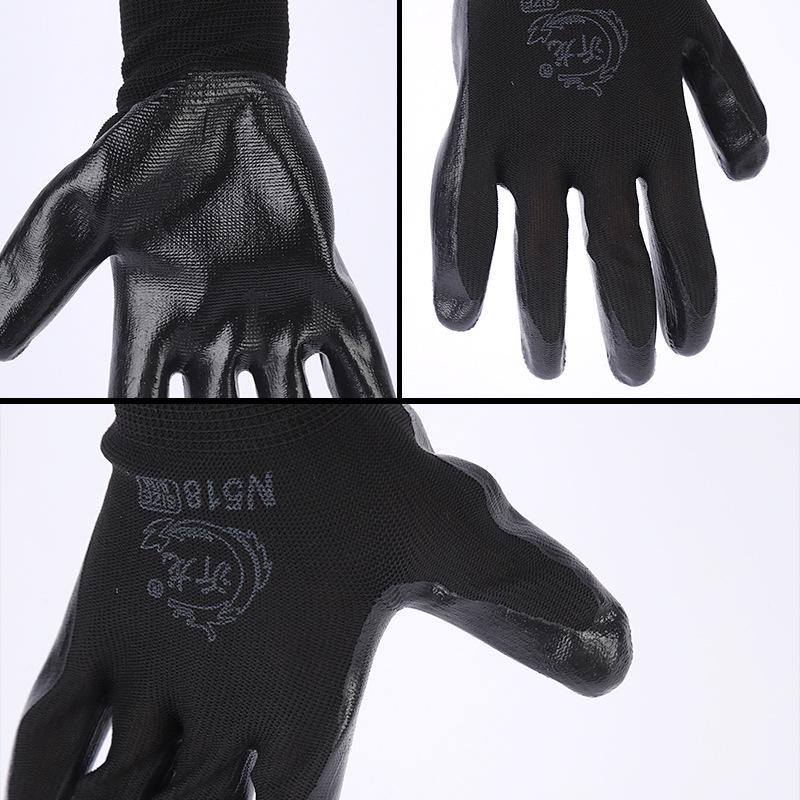 Free Shipping: 12 Pairs Anti-Slip Nitrile-Coated Work Gloves - Wear-Resistant and Durable for Construction.