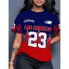 Alphanumeric Printed Short-sleeved T-shirt Sports Summer Women's Casual Round Neck Top