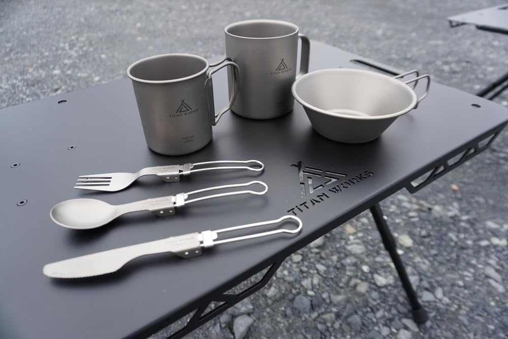 TiTAN WORKS Pure Titanium Mug, 300ml, Lightweight, with Lid, for Open Fire, Camping, and Mountaineering