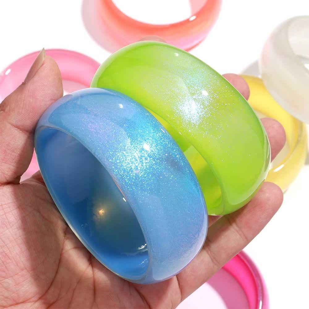 Wide Bangle Irregular Wide Bracelet Geometric Design Transparent Hand Ring  Girls