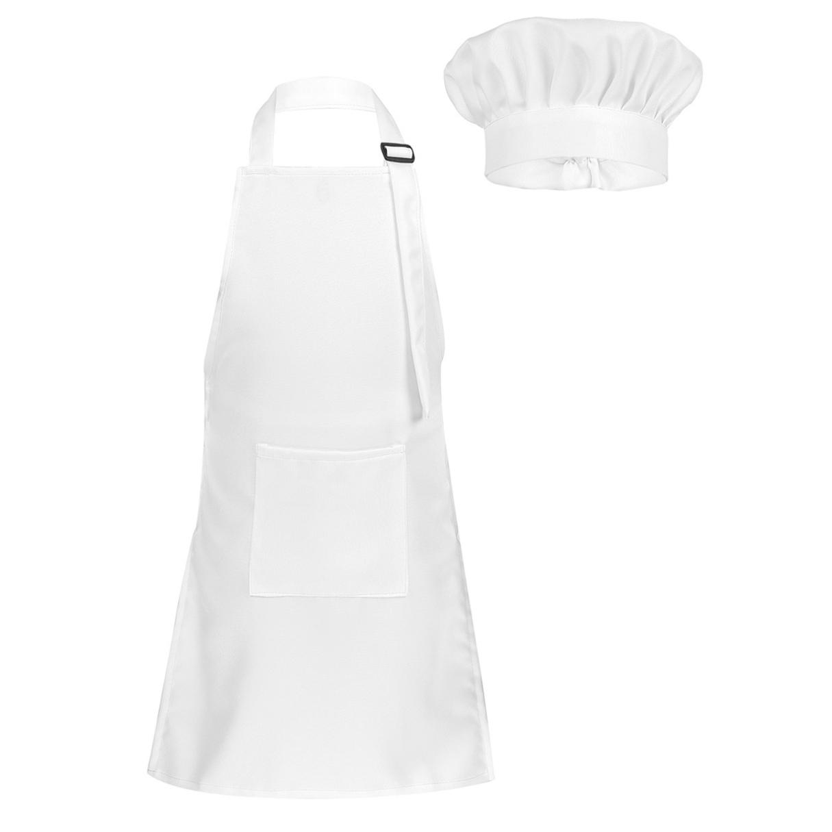 

Детский регулируемый фартук и шляпа шеф-повара, кухонная форма для приготовления пищи, одежда для рисования, одежда для мальчиков и девочек, костюм шеф-повара 2-4 Years белый