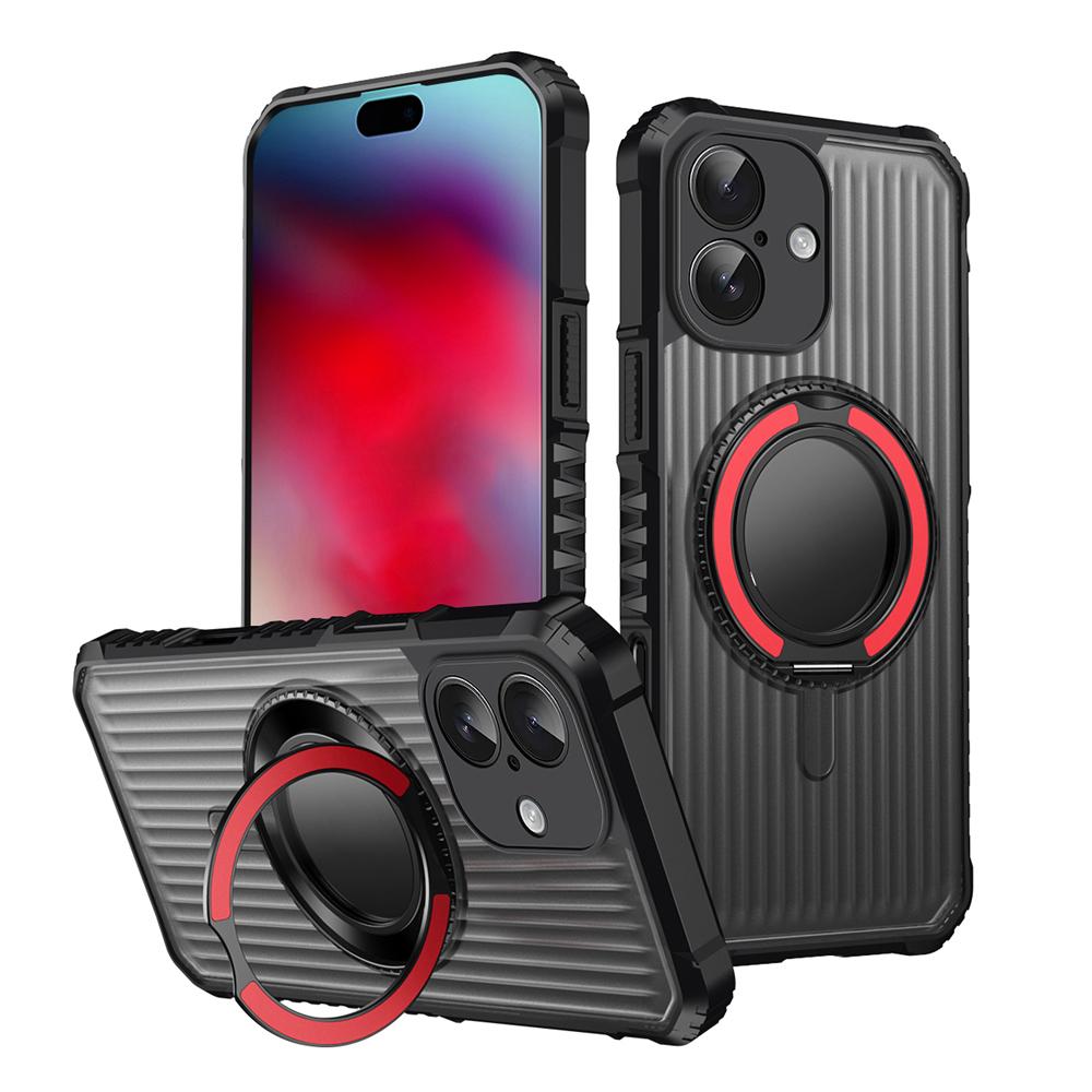 KEYSION Étui avec support anneau rotatif à 360° pour MagSafe pour iPhone 17 Pro Max 17 Air Mat Transparent Magnétique Antichoc Housse de téléphone