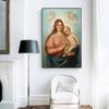 Madonna und Kind mit Engeln Malerei Zatzka Wand Retro Kunst Leinwand Druck Poster Warme Bild für Wohnzimmer Home Decor Cuadros