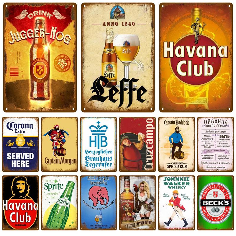 Beer Tin Sign Retro Wall Plaque Art Club Pub Bar Poster Home Decor Metal Sign Wall Decorations Vintage Cafe Mural Plate Brand