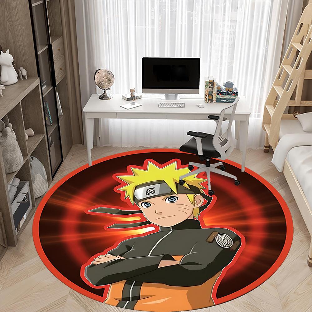 1PC Naruto Office Round Rug, Non-slip, Soft and Durable Office Rug for Interior Decoration, Perfect for Office, Beautiful Decoration
