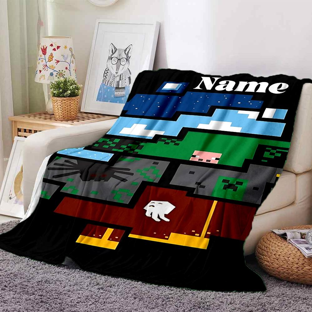 Custom Name Minecraft Adventure Quest Blanket for Couch & Bed, Plush Cozy Fuzzy Blanket Super Soft & Warm Blankets for Fall and Winter. 0908442