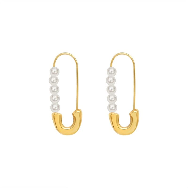 

Real design safety pin style earrings gold