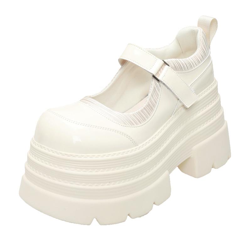 

Женские туфли Мэри Джейн весна и осень универсальные на толстой подошве-маффине, на толстом каблуке, с легким вырезом, маленькие кожаные туфли женские 39 бежевый