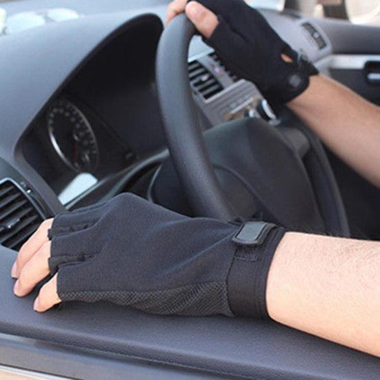 1 Pair Half Finger Gloves Skin-friendly Shock Absorption Nylon Roller Skating Anti-Abrasion Gloves