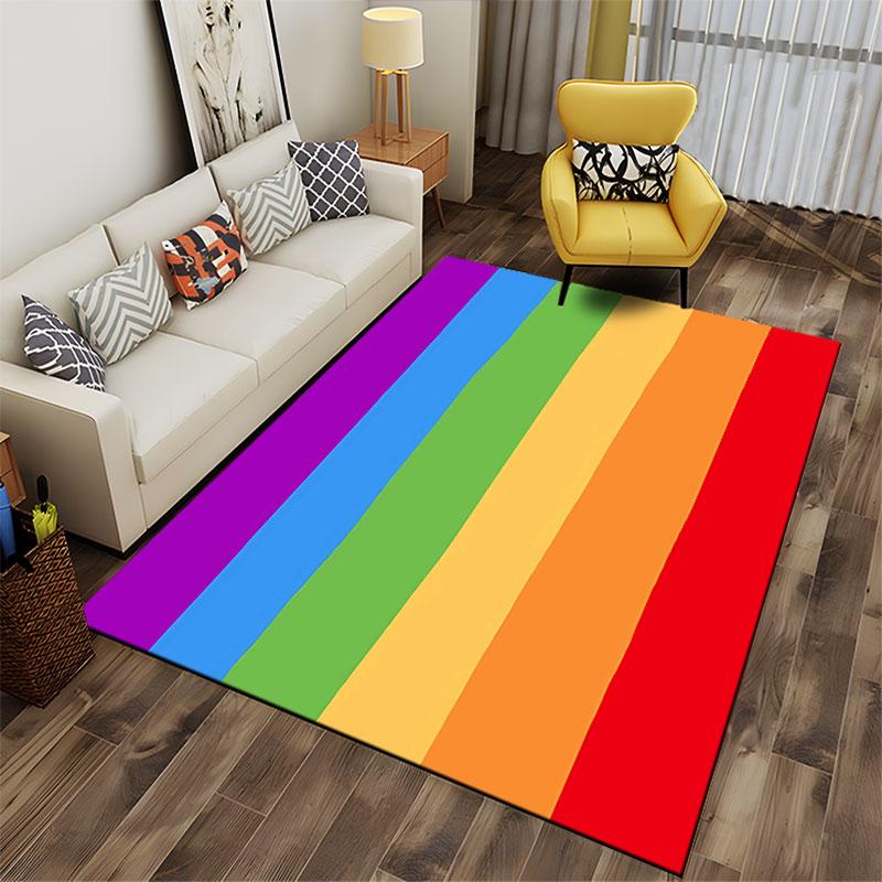 Rainbow Striped Pattern Carpet Suitable As a Non-slip Mat for the Living Room or Bedroom Sofa