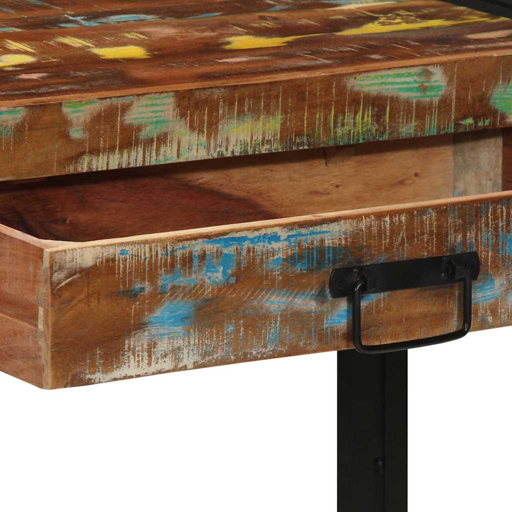 Console Table with Shelf Multicolored Solid Reclaimed Wood