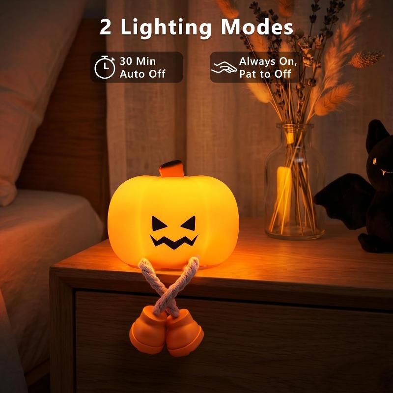 Halloween Pumpkin Night Light Warm Glow Desktop Lamp Fall Festival Ornament for Home Table Holiday Theme Party Atmosphere Decoration Supplies