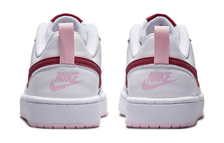 Nike Court Borough 2 Low 2 Leder Freizeit Abriebfest Unterstützung Niedrig geschnitten Kinder Skateschuhe Weiß Rot Rosa BQ5448-120