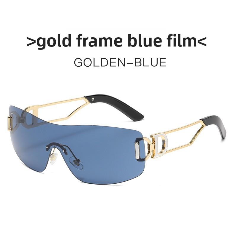 Unisex Frameless Sunglasses With Uv400 Protection For Fashion Travel And Outdoor Activities Deep Blue