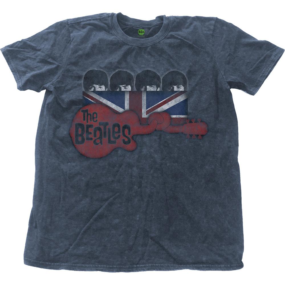 The Beatles Unisex-T-Shirt mit Gitarre und Flagge für Erwachsene